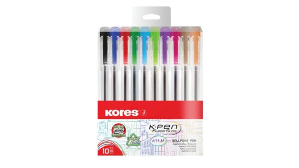 Set Bolígrafos Kores k1-m 10pzs colores