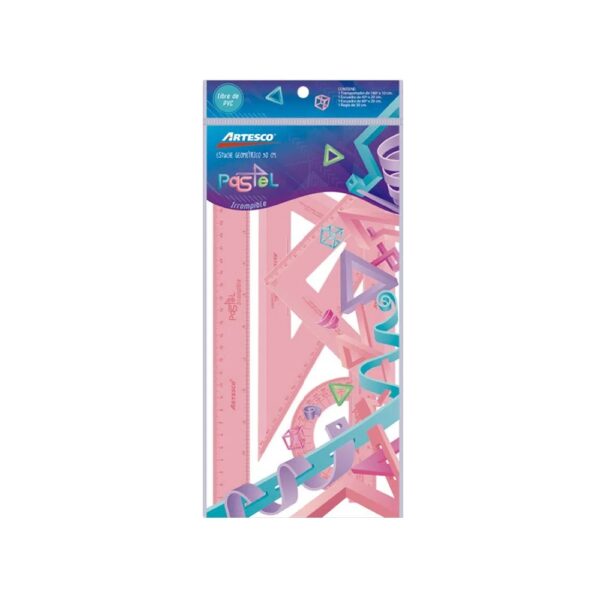 Estuche Geométrico Pastel 30 cm / Artesco