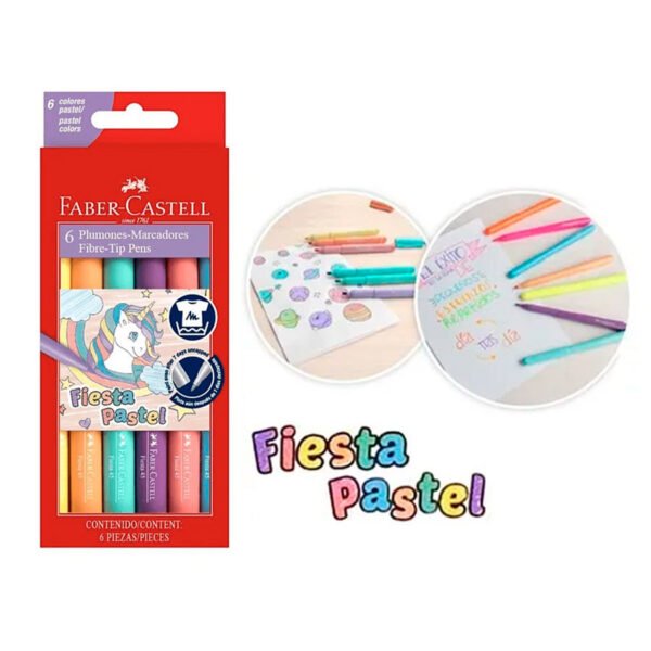 Marcadores Fiesta Pastel 6 pzs / Faber-Castell