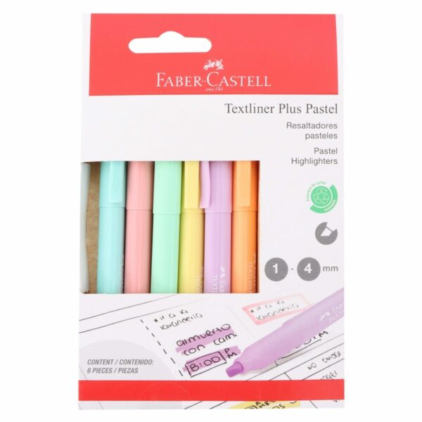 Marcadores Textliner Plus pastel 6 pzs / Faber-Castell