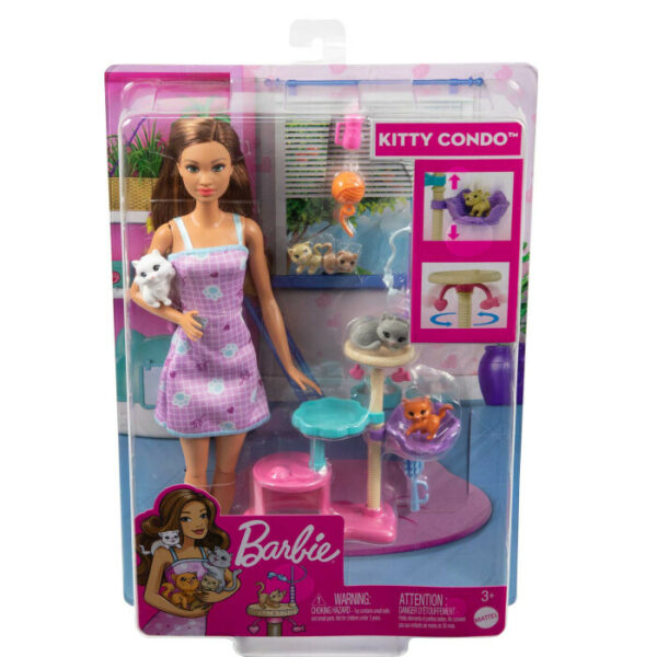 Barbie Kitty Condo Muñeca Cuidadora de Gatitos 3a+