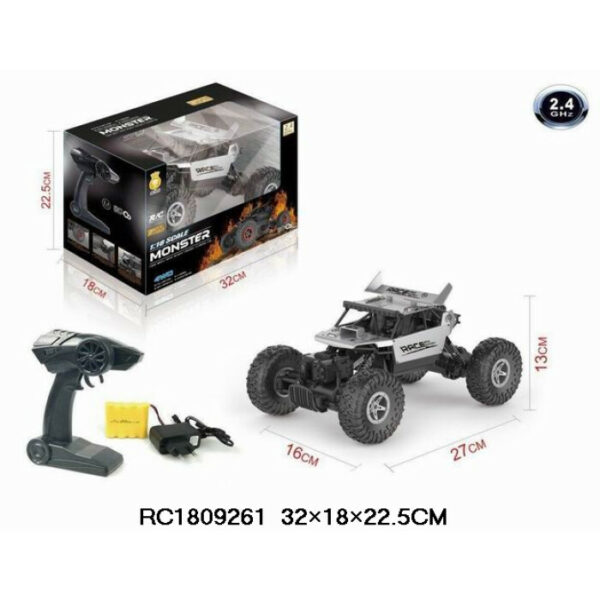 Carro R/C Monster Plateado 4WD 2.4 GHZ 3a+
