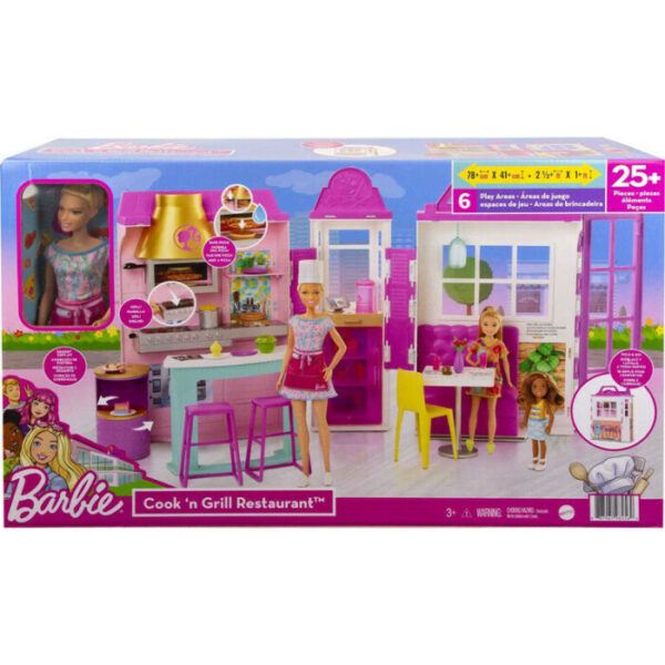 Muñeca Barbie Restaurante Cook ´n Grill 30pzs+ 3a+