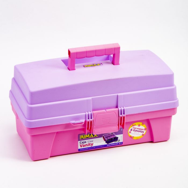 Caja Organizadora Vanity Plástica Rimax 14Pulg Rosado/Lila