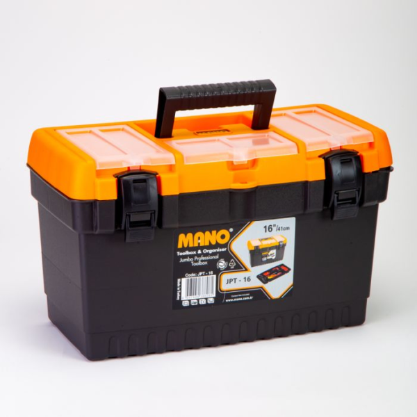 Caja Plástica P/Herramientas C/Bandeja 16Pulg Negro Naranja