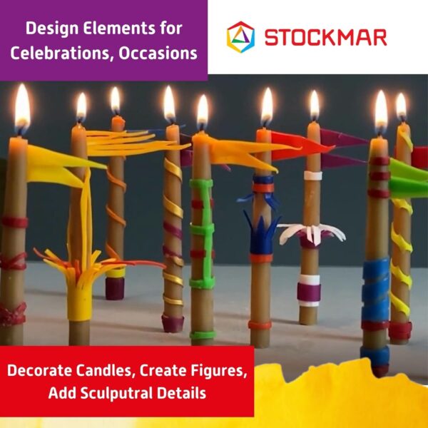 Stockmar Hojas estrechas de cera de abeja decorativas, caja de 18 hojas de colores surtidos de cera de abeja para modelar - Image 10