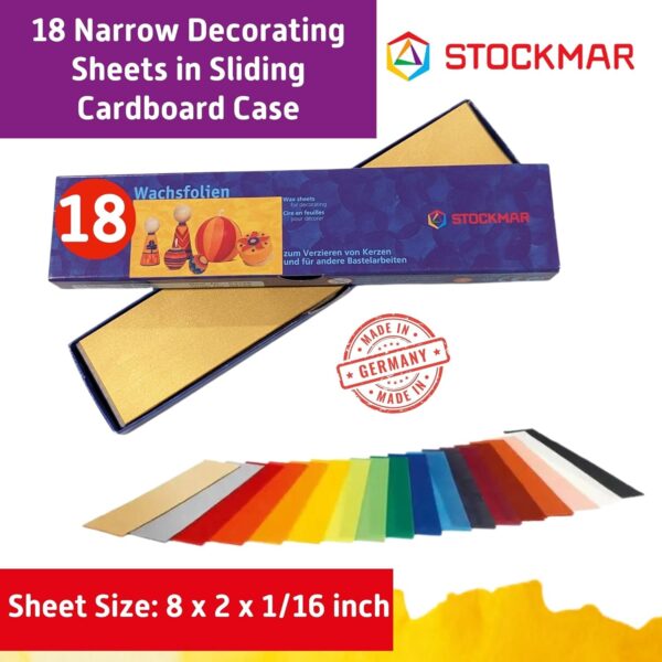 Stockmar Hojas estrechas de cera de abeja decorativas, caja de 18 hojas de colores surtidos de cera de abeja para modelar - Image 3