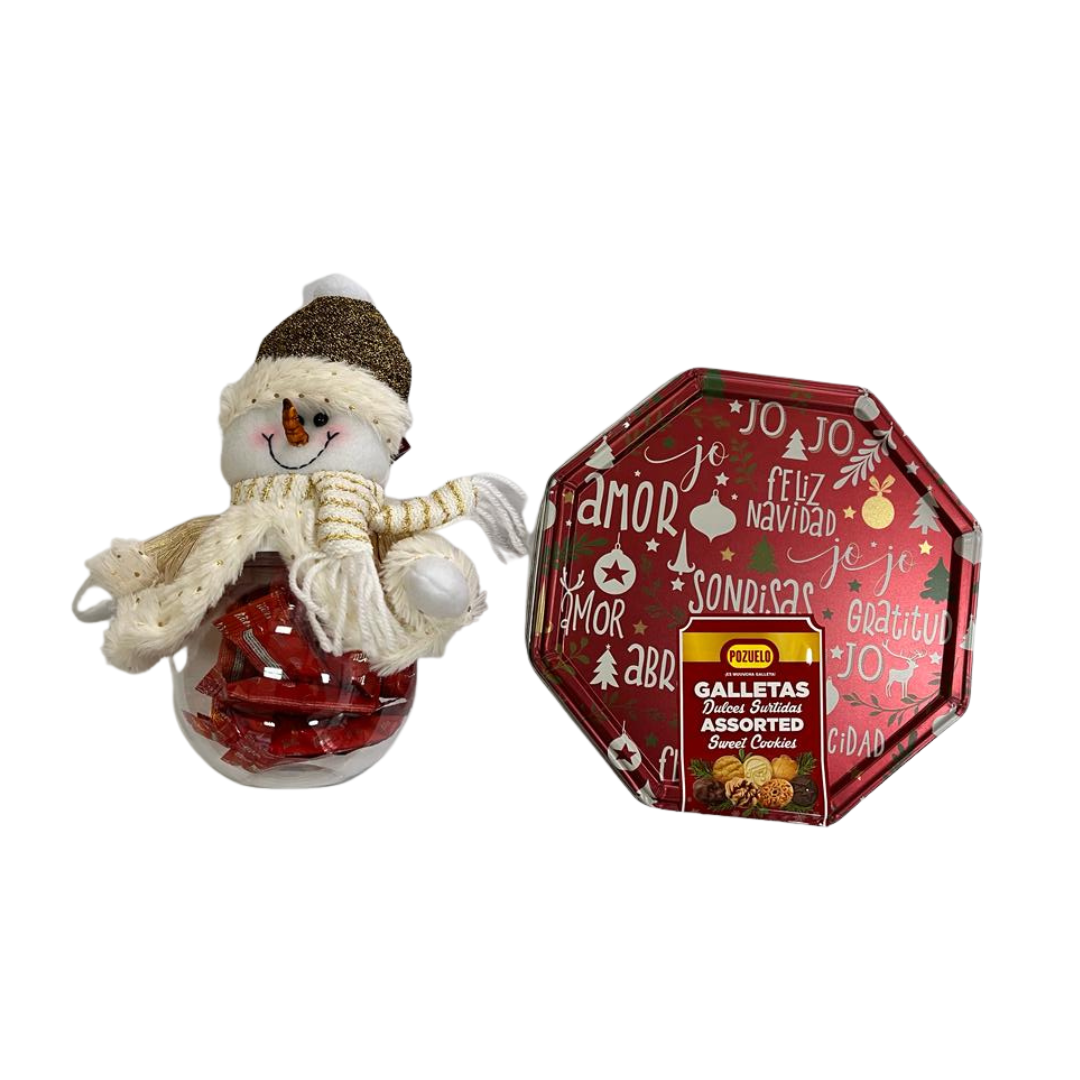 Combo Tutto Muñecos Mini Tutto 72g + Lata Octogonal Navideña galletas surtidas 260g