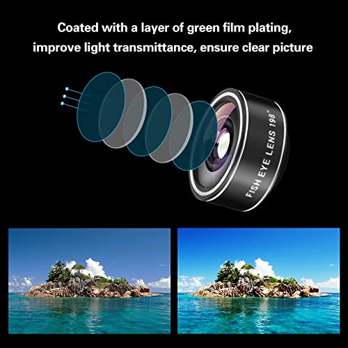 Mocalaca Kit de lente de cámara de teléfono (11 lentes), clip en ojo de pez/macro/accesorio de lente gran angular con funda de viaje para iPhone 14, 13, 12, 11 Xs X Pro Max, Samsung Android Smartphone
