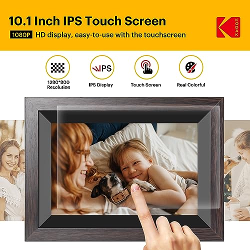 KODAK Marco de fotos digital, 32G10.1 pulgadas, WiFi, marco de fotos digital de 1280 x 800 pulgadas, pantalla táctil IPS HD, rotación automática, comparte fotos y videos a través de la aplicación