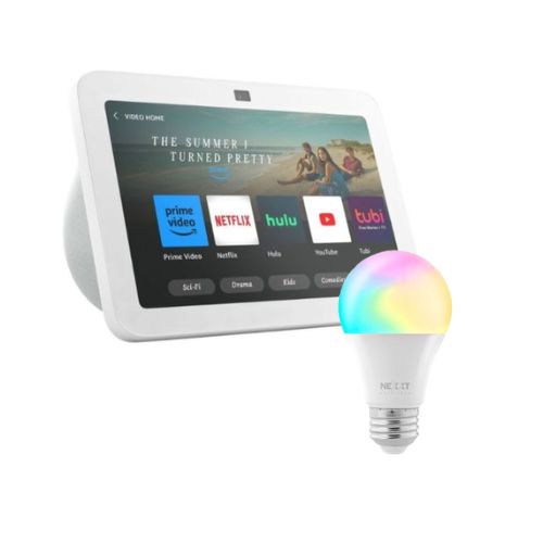 Combo Pantalla Inteligente Amazon Echo Show 8 3era Generación Blanco B0BLS3QJTX + Bombillo Inteligente Nexxt Solutions A19 RGB