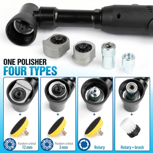 KUIMIT Mini pulidora de coche, 12 V inalámbrico asesino de arañazos con 5 velocidades variables 2500-6000RPM y 2 baterías de 2.0 Ah