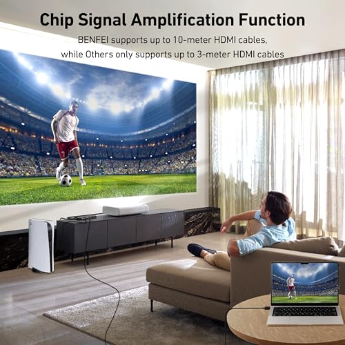 BENFEI Interruptor HDMI 4 en 1 salida 4K @60Hz, 2K @144Hz, HDCP 2.3 【con soporte de ecualización adaptativa transmisión HDMI de 10 M】 Compatible con PS5/4, Xbox, Roku, FireStick, Switch