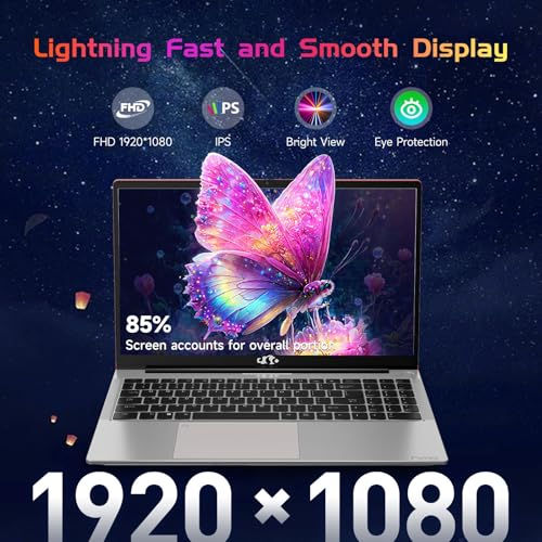 Laptop de 15.6-FHD para estudiantes, 16 GB de RAM SSD de 1 TB, procesador Intel Pentium Quad-Core N100 (hasta 3.4 GHz) Teclado retroiluminado Huella digital WiFi 6 BT5.2 Business-Laptop, 2 años de