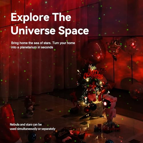 Proyector de estrellas con luz nocturna de galaxia, proyector espacial de astronauta, lámpara LED de techo de nebulosa estrellada con temporizador y control remoto, decoración estética de habitación