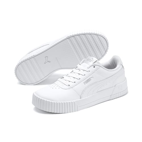 PUMA Carina - Zapatos deportivos para mujer, puma blanco-puma blanco-puma plata