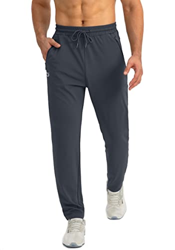 G Gradual - Pantalones deportivos para hombre con bolsillos con cierre, de corte cónico para entrenamiento, correr o trotar, Gris