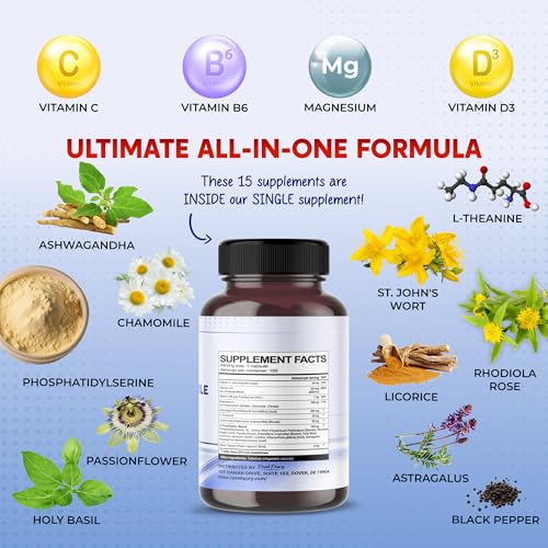 PEAKPURY CORTISOL Health Ashwagandha Manzanilla Magnesio L-Teanina - Hecho en Estados Unidos