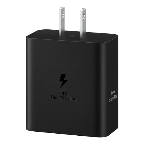 SAMSUNG Cargador de pared con adaptador de corriente dual de 50 W, 2 puertos, cable incluido, carga súper rápida 2.0 para teléfonos Galaxy, tabletas, dispositivos USB tipo C, bajo consumo de energía