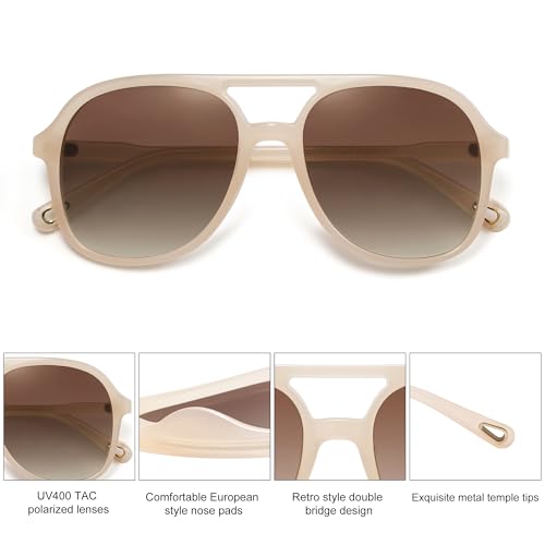SOJOS - Lentes de sol de aviador polarizadas, cuadradas, retro, para mujeres y hombres
