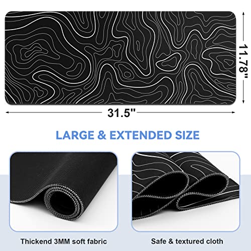 DIGSOM Alfombrilla de mouse para juegos de 31.5 x 11.8 pulgadas, alfombrilla de mouse grande para teclado y mouse con base de goma antideslizante, alfombrilla para teclado XL para el hogar y la