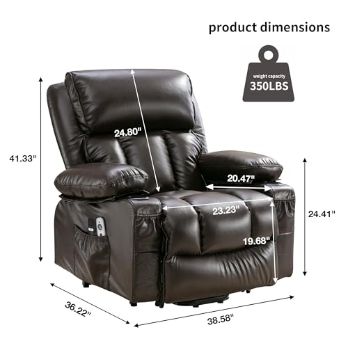 Beuiosda Sillones - Silla reclinable de piel sintética con carga USB para sala de estar