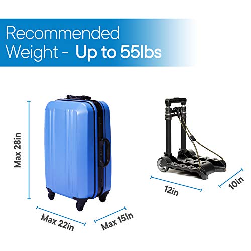 RMS Carrito de equipaje plegable, de aluminio ligero, plegable y portátil, plegable para viajes, mudanzas y uso en la oficina (negro)