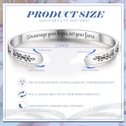 MTLEE 30 pulseras inspiradoras a granel para mujeres, pulsera motivacional con versículo bíblico de plata, personalizada, Acero inoxidable, Acero inoxidable
