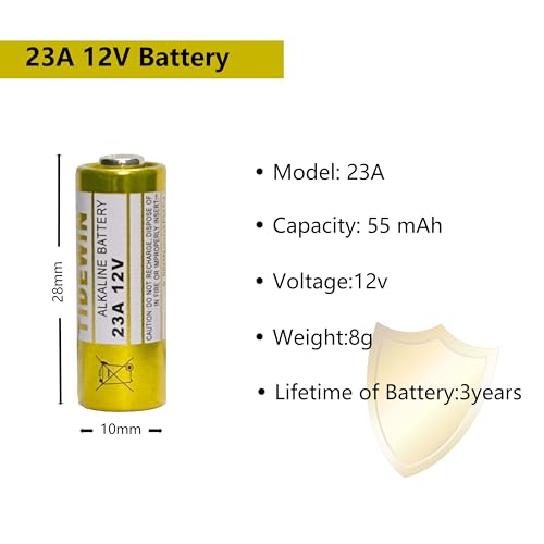 kunying Batería A23 de 23 A de 12 voltios, baterías de larga duración de 23 A 12 V para timbres y unidad de control remoto (paquete de 10)
