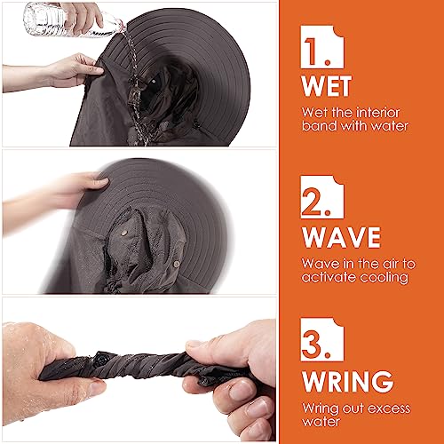 HEEHIPOO Sombrero de pesca para hombre y mujer, sombrero de sol de ala ancha UPF 50+ con cubierta facial y solapa para el cuello, Gris-oscuro