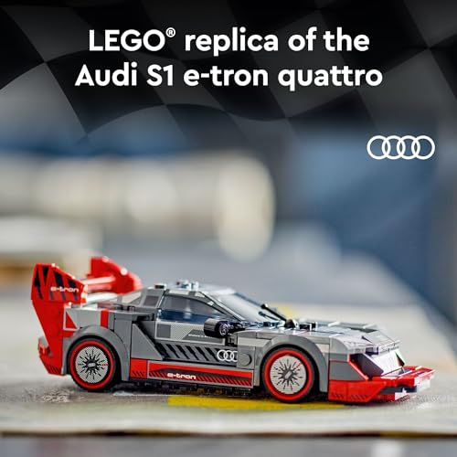 LEGO Speed Champions Audi S1 e-tron Quattro - Juguetes de construcción para niños, niños y niñas, a partir de 9 años - Detalles de diseño y 1 minifigura - Kit de modelo de coche regalo de cumpleaños -