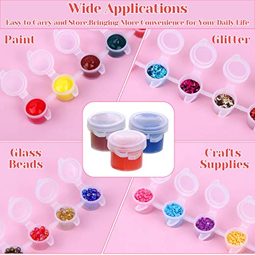 Caffox Olla de pintura vacía de 240 piezas, 40 tiras de acrílico mini contenedor de pintura con tapa para aulas, escuela de arte y manualidades, 0.1 onzas líquidas