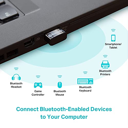 TP-Link - Adaptador Bluetooth USB para PC, receptor de Dongle Bluetooth 5.0 (UB500) compatible con Windows 10/8.1/7 para computadoras de sobremesa, portátil, mouse, teclado, impresoras, auriculares, altavoces y mandos de PS4/ Xbox