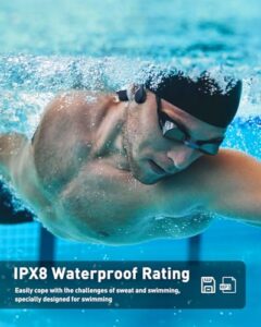 Auriculares de natación de conducción ósea bajo el agua, IPX8, impermeables, Bluetooth 5.4, auriculares abiertos con memoria MP3 de 32 G para natación, correr, ciclismo y más actividades