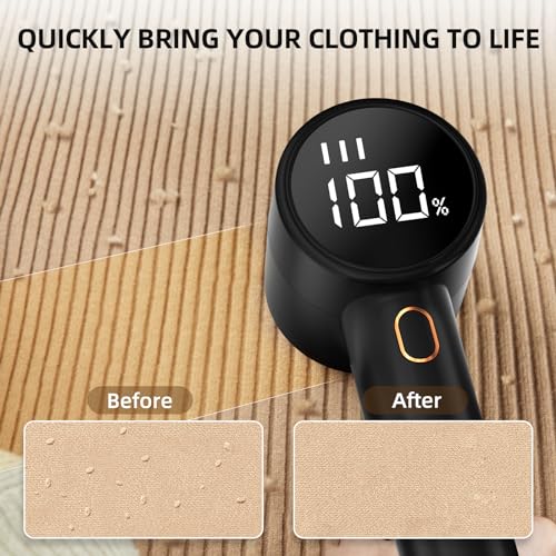 Rasuradora de telas, removedor de pelusa, recargable, eléctrica y portátil, 3 velocidades, 6 cuchillas, pantalla LED digital, para quitar pelusas de ropa, muebles, suéteres, sofás, mantas