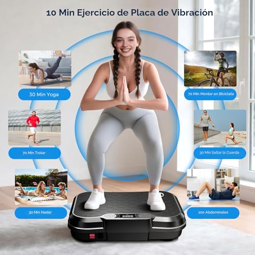 AoraPulse Máquina de ejercicios con placa de vibración, placa de vibración para pérdida de peso de drenaje linfático, capacidad de 400 libras, entrenamiento de cuerpo completo, plataforma de fitness para el hogar, mujeres y hombres