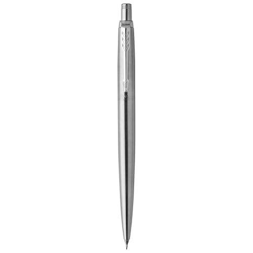 Parker Jotter - Lápiz mecánico, acero inoxidable con borde cromado, 0.020 in, HB #2 - escritura suave, diseño de firma, estacionario, artículos esenciales de escritorio