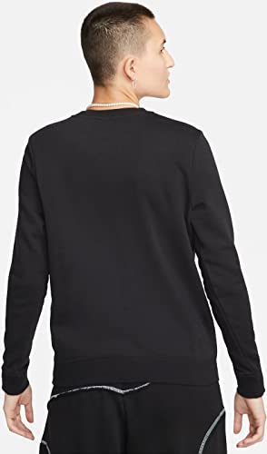 Nike Sudadera con cuello redondo Club Sportswear de felpa para mujer, Negro/Blanco, XXL