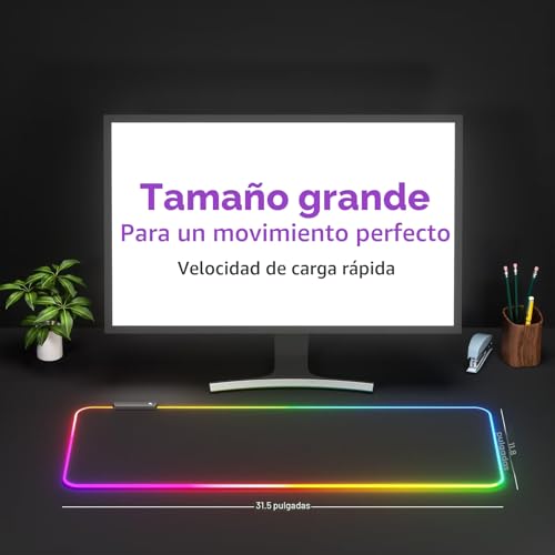 Alfombrilla de ratón RGB LED, alfombrilla de ratón grande, alfombrilla de ratón LED y grande