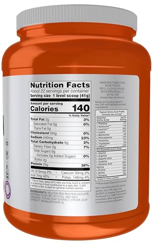 NOW Foods Sports Nutrition, Proteína de guisante 0.88 oz con BCAAs, fácil de digerir, polvo de caramelo de vainilla, 2 libras
