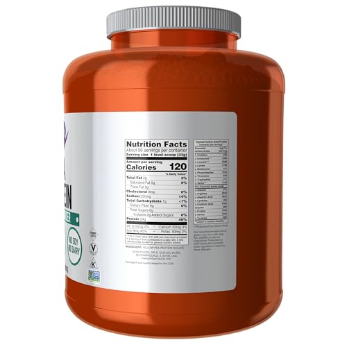 NOW Foods Nutrition Deportiva, Proteína de Guisante 24 g, Absorción Rápida, Polvo Sin Sabor, 7 Libras