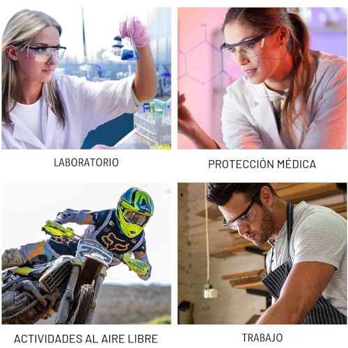 HPYNPES Gafas de seguridad transparentes antivaho gafas de protección contra gafas protectoras para los ojos aprobadas por la industria de visión ancha (paquete de 4)