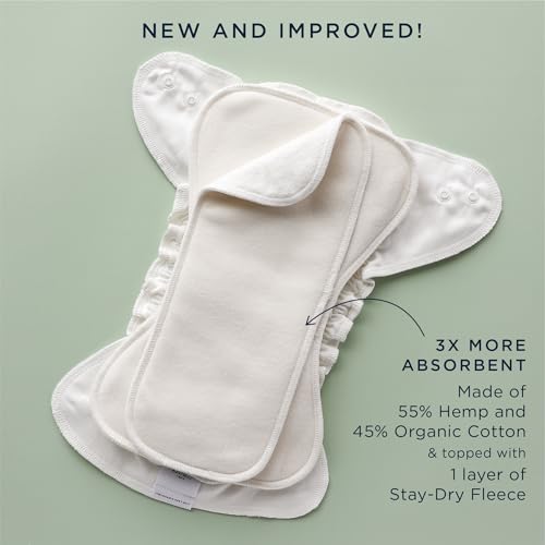 Esembly Ultra absorbentes Insertos de refuerzo de pañal de lino de cáñamo para la noche con forro de felpa que se mantiene seco – Reutilizables dobles para la noche para los que se mojan mucho