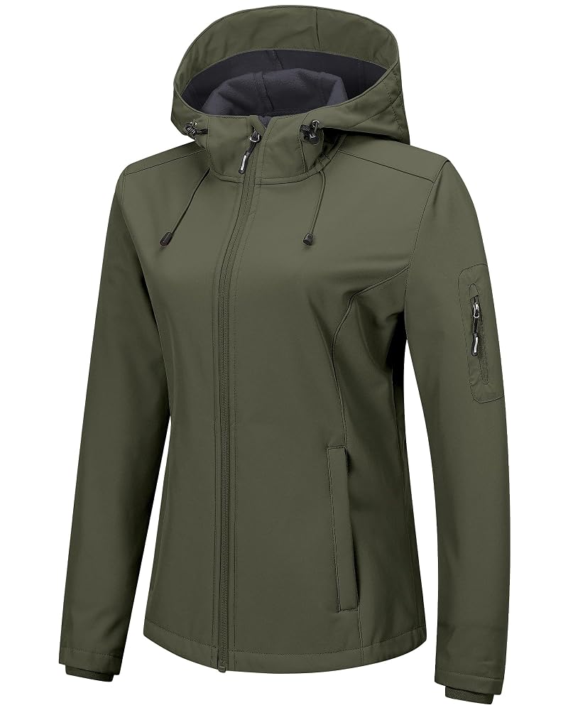 Outdoor Ventures Women's Softshell Jacket Fleece Lined Waterproof Rain Coat