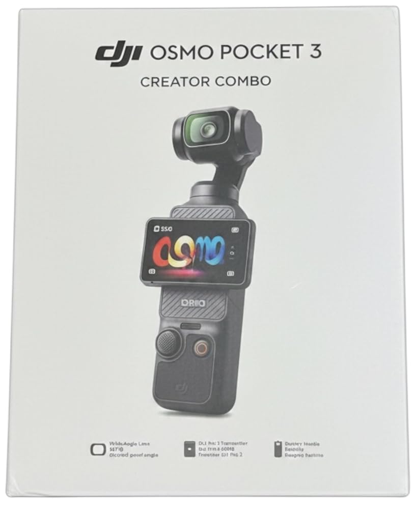 DJI Osmo Pocket 3 Creator Combo, CMOS de 1 pulgada, cámara de vlog de 120 fps con resolución 4K, estabilización de 3 ejes, seguimiento de rostros y objetos, micrófono incluido para un sonido nítido, cámara digital para YouTube (renovada)