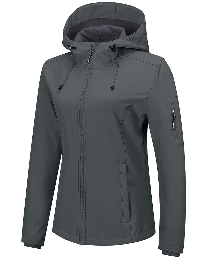Outdoor Ventures Women's Softshell Jacket Fleece Lined Waterproof Rain Coat