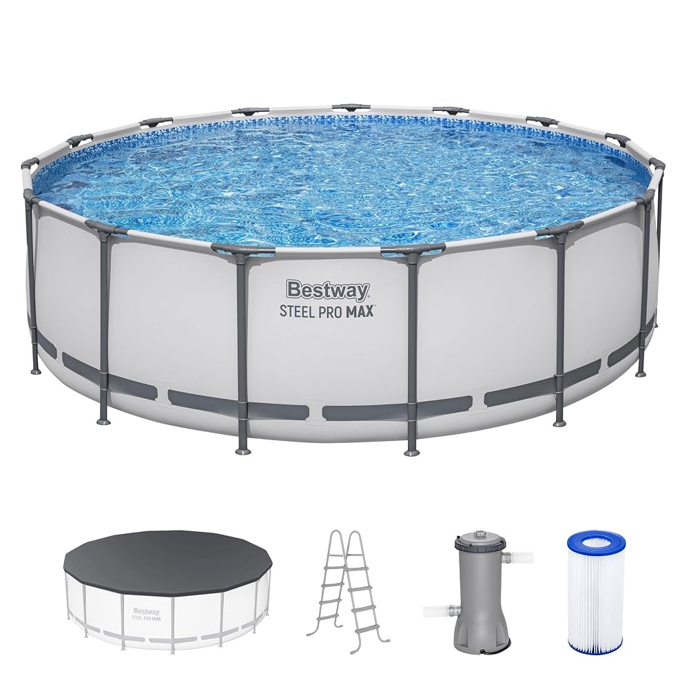 Set de piscina sobre el suelo Bestway Steel Pro MAX de 15 pies x 48 pulgadas con bomba